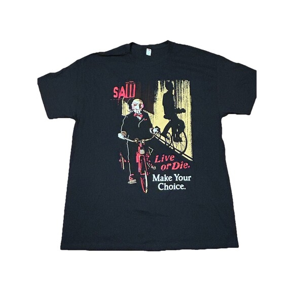 NWOT Saw Movie Billy Puppet T-Shirt XL Live or Die Horror Graphic Tee - Picture 1 of 3